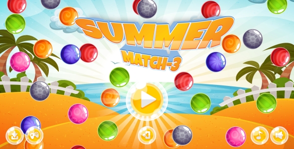 Summer Match-3 - HTML5 Game + Android + AdMob (Construct 3 | Construct 2 | Capx) icon