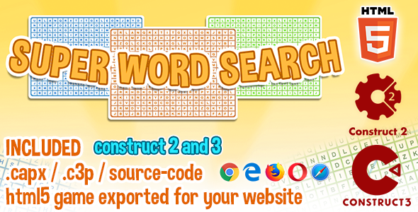 Super Word Search HTML5 Game - Construct 2 & 3 Source Code icon
