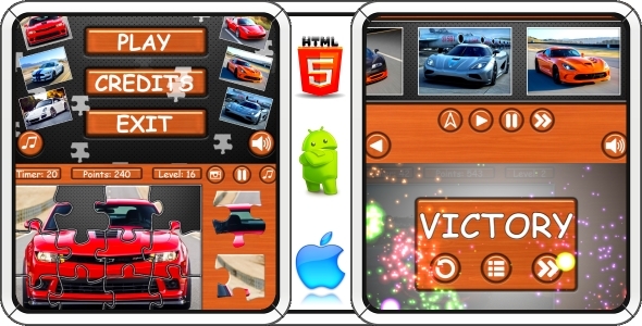 Supercars: Puzzle - 100% Complete Game! + AdMob (Construct 3 | Construct 2 | Capx) icon