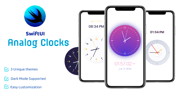 SwiftUI Analog Clocks - 3 Beautiful Themes icon