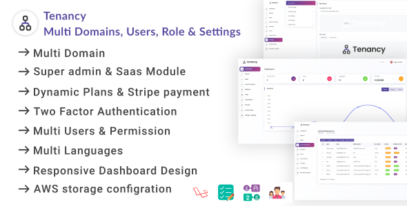 Tenancy - Domains, Database, Users, Role, Permissions & Settings icon