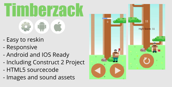 Timberzack : HTML5, Android, IOS, Construct 2 Included icon