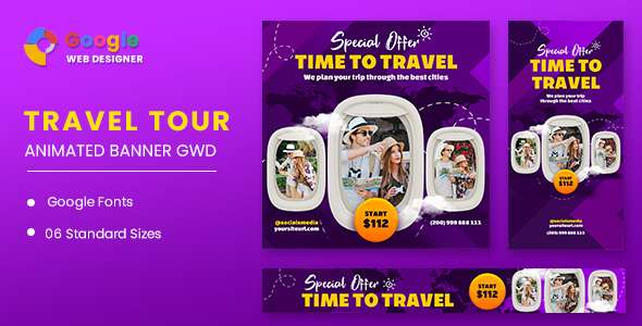 Travel Google Adwords HTML5 Banner Ads GWD icon
