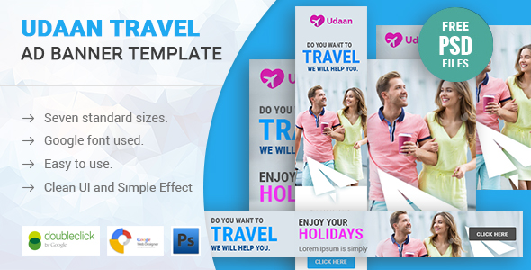 Udaan | Travel HTML 5 Animated Google Banner icon