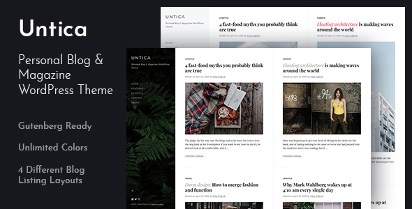 Untica - Personal Blog & Magazine WordPress Theme icon