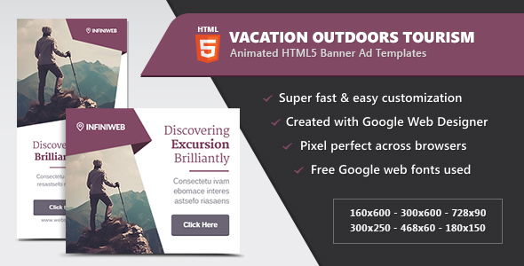 Vacation Outdoors Tourism - HTML5 Banner Ad Templates icon