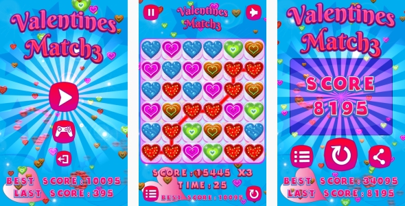 Valentines Match3 - HTML5 Game + Android + AdMob (Construct 3 | Construct 2 | Capx) icon