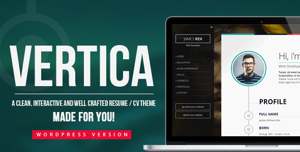 Vertica - Resume / CV & Portfolio WordPress Theme icon