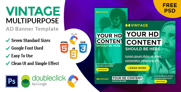 Vintage | Multipurpose HTML 5 Animated Google Banner icon