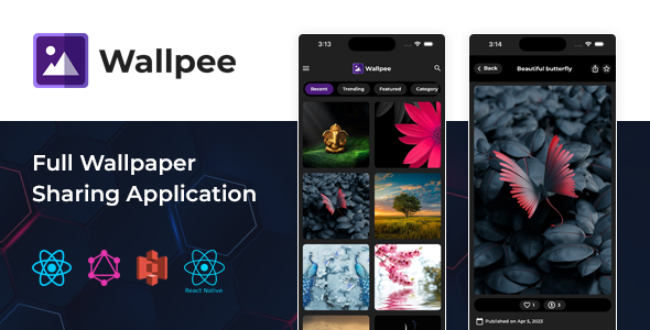 Wallpee - Full React native wallpaper app with backend, Graphql API icon