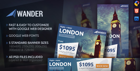 Wander - Travel HTML5 Ad Template icon