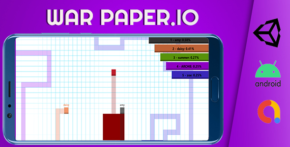 War Paper.io Game with Admob+Facebook Mediation icon
