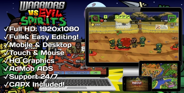 Warriors VS Evil Spirits - HTML5 Game 5 Levels + Mobile Version! (Construct 3 | Construct 2 | Capx) icon