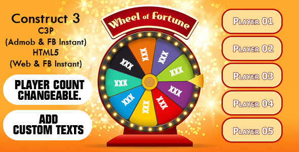 Wheel of Fortune Game v3 (Construct 3 | C3P | HTML5) Admob Ready icon