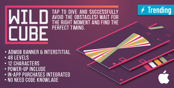 Wild Cube (IOS) Fun Arcade Game Template + easy to reskine + AdMob icon