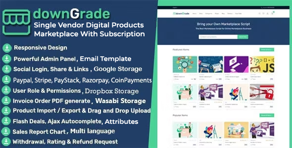 downGrade - Single Vendor Digital Products Marketplace With Subscription icon