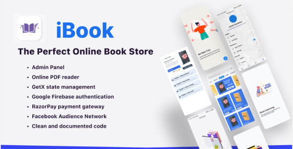 iBook - Online Book Store And PDF Reader Flutter App Flutter  Mobile Full Applications