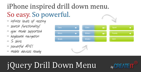 jQuery Drilldown Menu icon