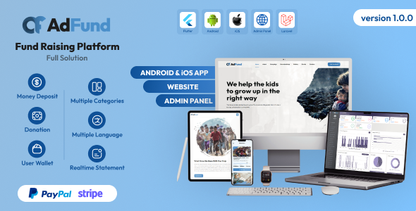AdFund - Fund Raising Platform Website | Android-iOS App | Admin Panel image