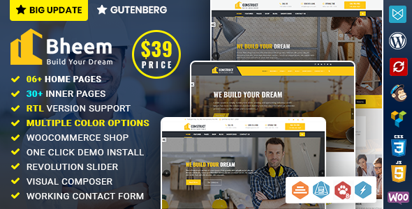 Bheem : Construction Industry Agency WordPress Theme with RTL Ready icon