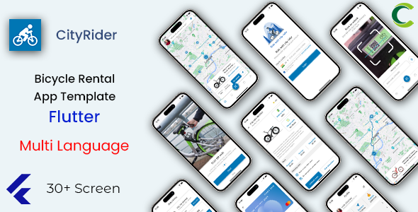 Bicycle Rental App Template in Flutter | CityRider | Multi Language image