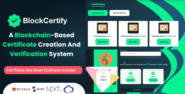 BlockCertify - A Blockchain-based certificate creation and verification system Full Theme icon