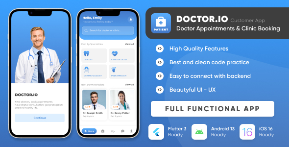 Doctor.io : Appointment, Online Diagnostic, Booking, Management Multi-Vendor App with Admin Panel image