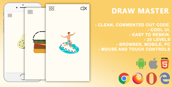 Draw Master. Mobile, Html5 Game .c3p (Construct 3)