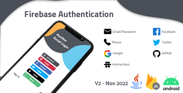 Firebase Authentication with Email,Google,GitHub,Facebook,Twitter and Anonymous icon
