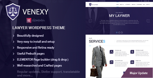 Lawyer Elementor WordPress Theme - Venexy icon