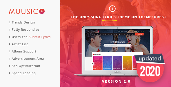 Muusico - Song Lyrics WordPress Music Theme icon