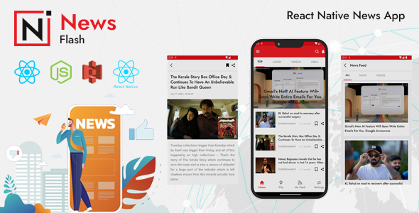 News Blog react native mobile app with admin panel icon