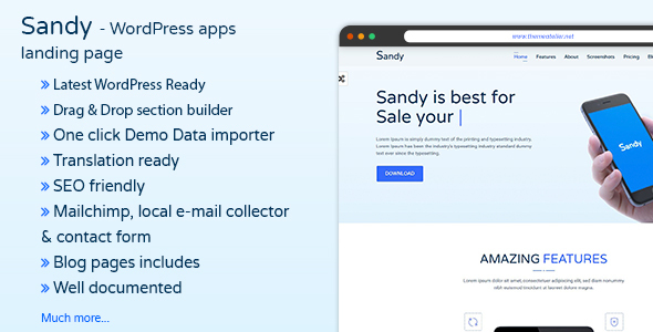 SANDYWP - Apps Landing Page WordPress Theme icon