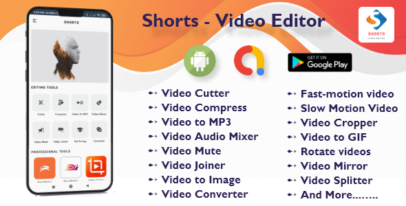 Shorts - Video Editor with admob | Android studio icon