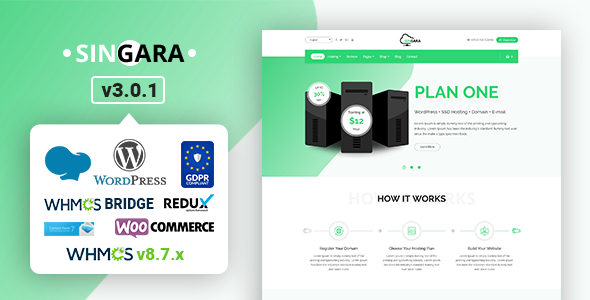 Singara - Multipurpose Hosting with WHMCS WordPress Themes icon