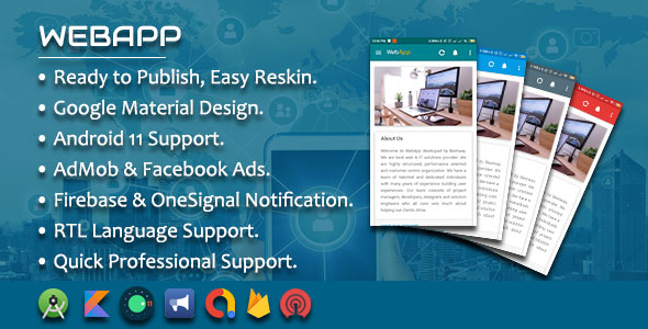 WEBAPP - Multi-Purpose Webview App with Admob and Push Notification icon