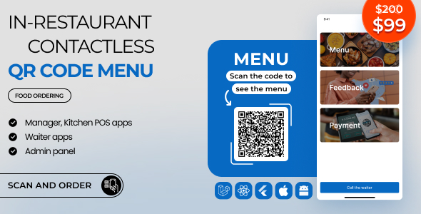 A table QR-code based contactless ordering and order management system (Admin, POS, Kitchen, Waiter) icon