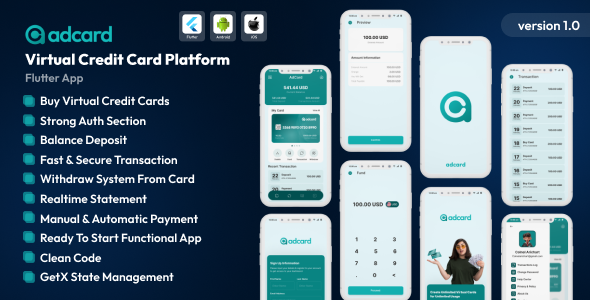 AdCard - Virtual Credit Card Platform Flutter App icon
