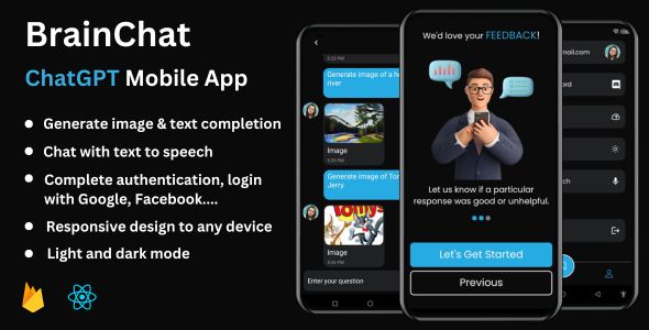 BrainChat - ChatGPT Mobile App | Open AI Chat, Writing Assistant & Image Generator | React Native icon