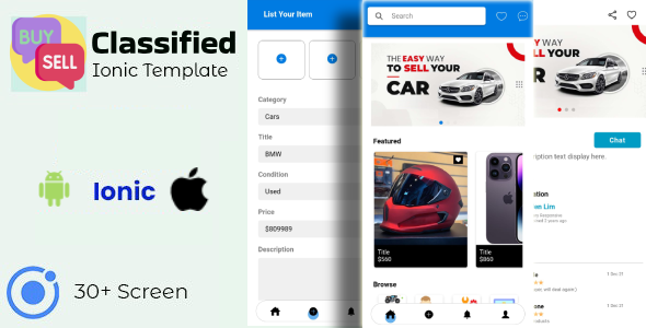 Classified buy sell is ionic app template UI kit icon