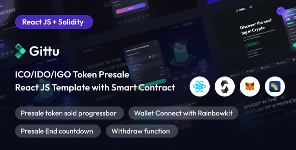 Gittu - ICO/IDO/IGO Token Presale Template With Smart Contract (React JS+Solidity) icon