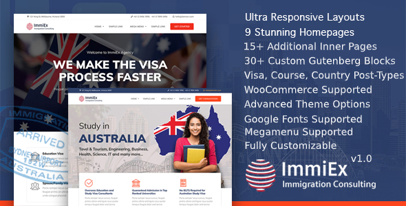 Immigration law, Visa services support, Migration Agent Consulting WordPress Business Theme - ImmiEx icon