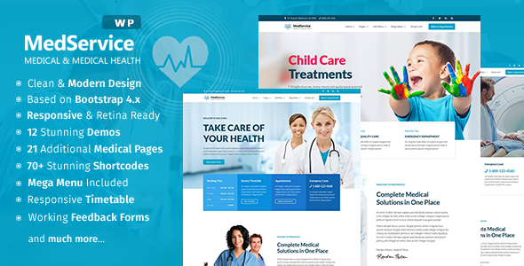 Medical Clinic Hospital WordPress Theme for Appointment calendar booking & scheduling - MedService icon