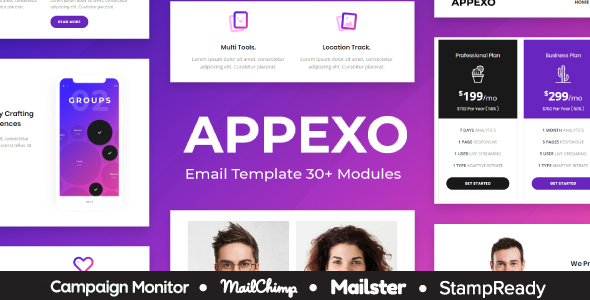 Appexo - App Responsive Email Template + Mailster + StampReady Builder + Mailchimp Editor icon