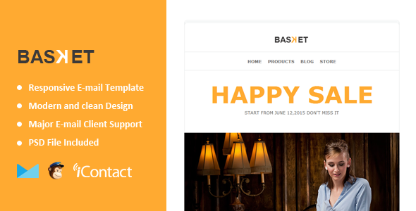 Basket - eCommerce Responsive E-mail Templates +Themebuilder Access icon