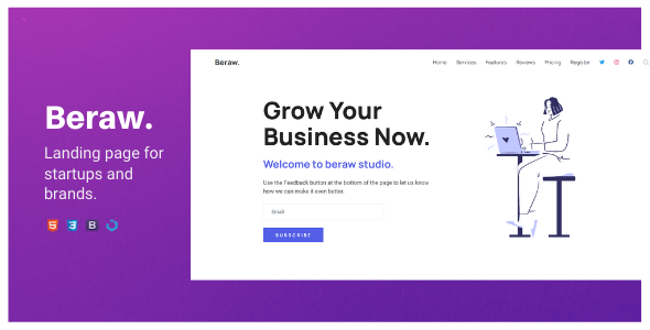 Beraw — A Clean One Page Landing Template for Statups and Businesses icon