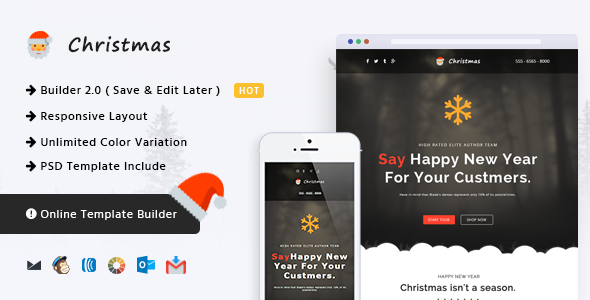 Christmas Responsive Email Template + Online Builder icon