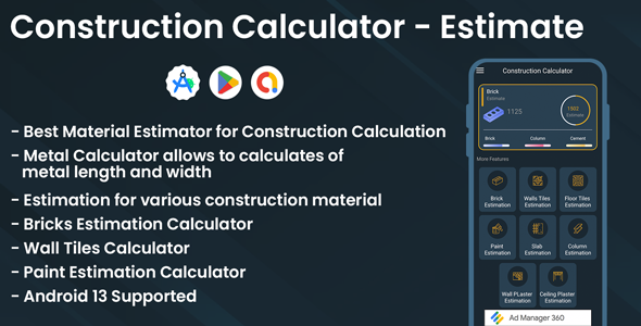 Construction Calculator - Construction Estimator - Real Estate Build Cost Count - Civil Calculator