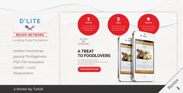 D'lite Responsive HTML Landing Page Template icon
