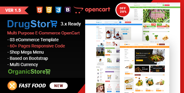 Drug, Organic & Food Store e-Commerce OpenCart 3.x Ready Theme icon